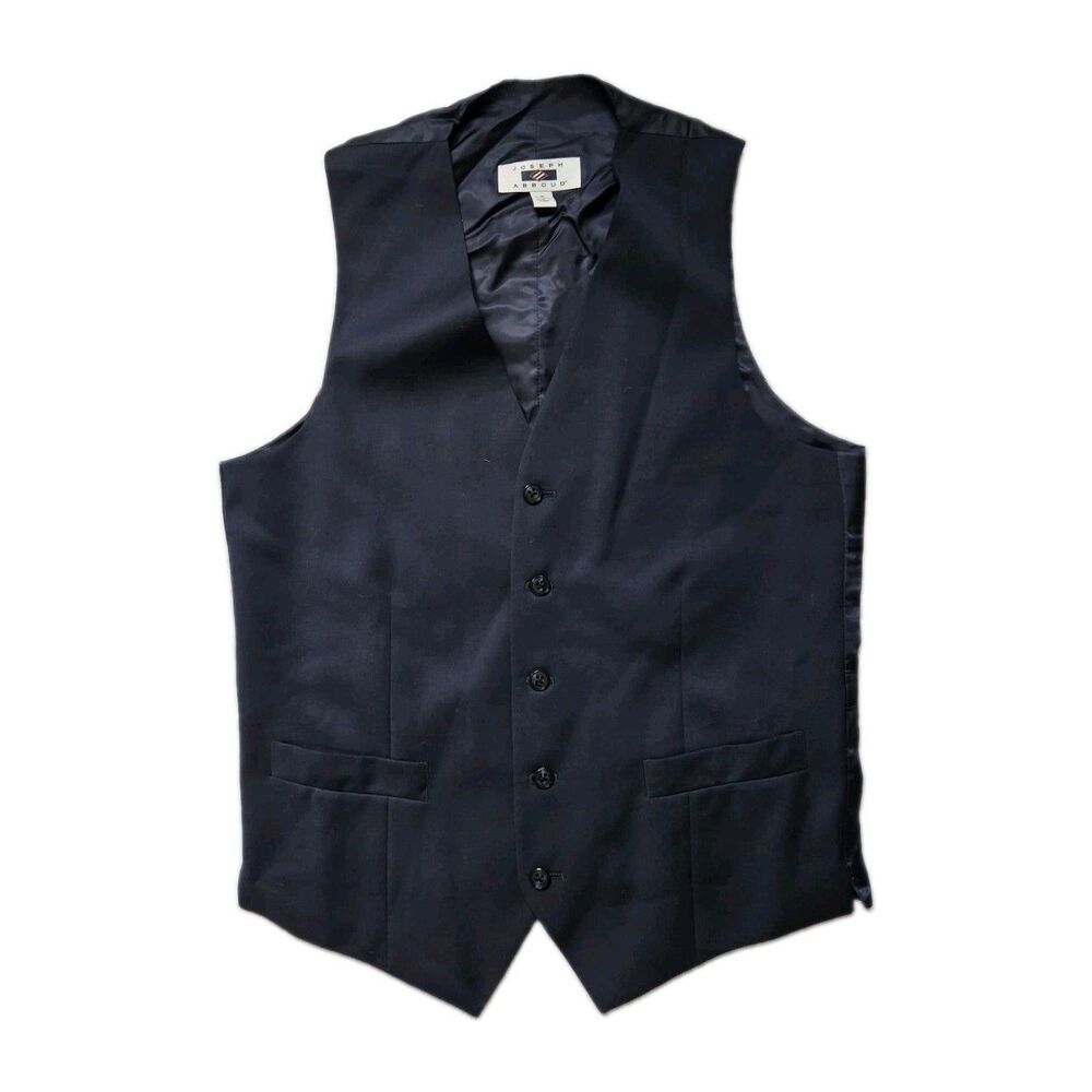 Joseph Abboud Navy Wool Suit Vest Mens S 5 Button Formal Dress Waistcoat EUC